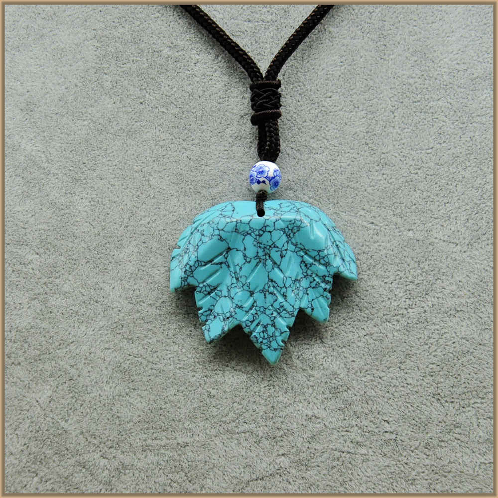 Natural Black Crystal Maple Leaves Pendant Necklace 8 Color Long Necklace Stone Necklace For Women Jewelry Wedding Beads Knotted