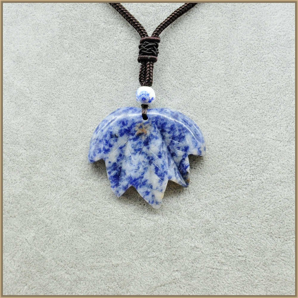 Natural Black Crystal Maple Leaves Pendant Necklace 8 Color Long Necklace Stone Necklace For Women Jewelry Wedding Beads Knotted