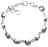 Natural Blue Fire Labradorite and Amethyst 925 Sterling Silver Bracelet 6 3/4-7 1/2 Y0053