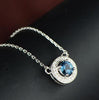 Natural Blue Topaz Pendant Round Shaped With Real 925 Sterling Silver Choker Necklace Chain Lady Colar Feminino