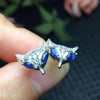 Natural Blue sapphire Earrings Genuine Gem Stone Solid 925 Sterling Silver Real Earrings Women Fine Jewelry