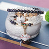 Natural Bluestone and Ceramic Maneki Neko Pendant Natural Crystal Wrap Bracelet Multiple Color Lovely for Girls Friends Gift