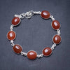 Natural Carnelian Handmade Unique 925 Sterling Silver Bracelet 7 1/2-8 Y2843