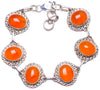 Natural Carnelian Handmade Unique 925 Sterling Silver Bracelet 7-8 Y1385
