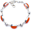 Natural Carnelian and River Pearl Handmade Unique 925 Sterling Silver Bracelet 7 1/4-7 3/4 Y0104
