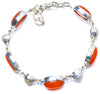 Natural Carnelian and River Pearl Handmade Unique 925 Sterling Silver Bracelet 7 1/4-8 Y0086