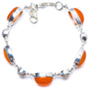 Natural Carnelian and River Pearl Handmade Unique 925 Sterling Silver Bracelet 7 1/4-8 Y0102