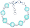 Natural Chalcedony Handmade Unique 925 Sterling Silver Bracelet 7-8 1/4 Y0837
