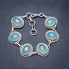 Natural Chalcedony Handmade Unique 925 Sterling Silver Bracelet 7-8 Y3401