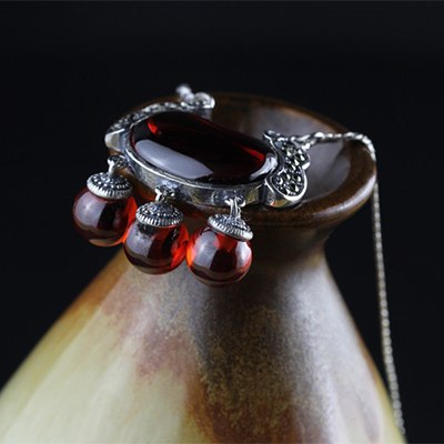 Natural Chalcedony Red Garnet Lock Necklaces Pendants 925 Sterling Silver Necklaces Women Trendy Chain Fine Agate Jewelry SN01