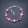 Natural Cherry Ruby Handmade Unique 925 Sterling Silver Bracelet 6 1/4-7 1/4 Y3403