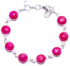 Natural Cherry Ruby Handmade Unique 925 Sterling Silver Bracelet 6 3/4-7 1/2 Y1381