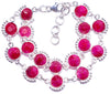 Natural Cherry Ruby Handmade Unique 925 Sterling Silver Bracelet 6 3/4-7 3/4 Y1395