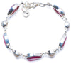 Natural Cherry Ruby and River Pearl Handmade Unique 925 Sterling Silver Bracelet 7 1/4-7 3/4 Y0099