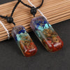 Natural Chip Gravel Stone Resin 7 Chakra Orgone Energy Pendant Necklace Reiki Healing Pendulum Amulet  For Men Women Couples