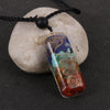 Natural Chip Gravel Stone Resin 7 Chakra Orgone Energy Pendant Necklace Reiki Healing Pendulum Amulet  For Men Women Couples