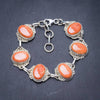 Natural Coral Handmade Unique 925 Sterling Silver Bracelet 7 1/4-8 1/4 Y2838