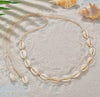 Natural Cowrie Shell Bracelet Necklace Set For Women Handmade Woven Boho Hawaii Beach Shell Adjustable Choker Girl Festival Gift