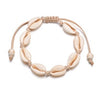Natural Cowrie Shell Bracelet Necklace Set For Women Handmade Woven Boho Hawaii Beach Shell Adjustable Choker Girl Festival Gift
