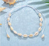 Natural Cowrie Shell Bracelet Necklace Set For Women Handmade Woven Boho Hawaii Beach Shell Adjustable Choker Girl Festival Gift