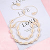 Natural Cowrie Shell Bracelet Necklace Set For Women Handmade Woven Boho Hawaii Beach Shell Adjustable Choker Girl Festival Gift