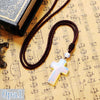 Natural Cross Quartz Necklace Leather Choker Fashion Jewelry For Women Cross Crucifix Necklaces & Pendants Reiki Chakra Gemstone