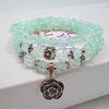 Natural Crystal Bracelet Stone Blue Green Crystal Beaded Popcorn Retro Rose Bracelet multi-layers on wrist Prayer beads108 beads