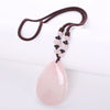 Natural Crystal Gem Stone Love water Drop Necklaces Pendants Pink Quartz Amber Agate Obsidian Opal Lapis Lazuli Healing Jewelry
