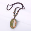 Natural Crystal Gem Stone Love water Drop Necklaces Pendants Pink Quartz Amber Agate Obsidian Opal Lapis Lazuli Healing Jewelry