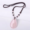 Natural Crystal Gem Stone Love water Drop Necklaces Pendants Pink Quartz Amber Agate Obsidian Opal Lapis Lazuli Healing Jewelry