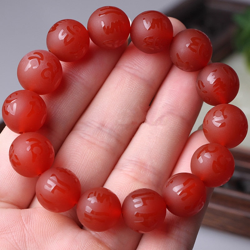 Natural Crystal Red Agate Six Word True Words Bracelet And Women Fund Transport Exorcise Evil Spirits Beads Bracelet