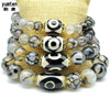 Natural Crystal Unisex Trendy Bracelets Agate Black White 8mm 10mm 12mm 14mm Bracelets Bangles Men Women Love Bangle Bileklik