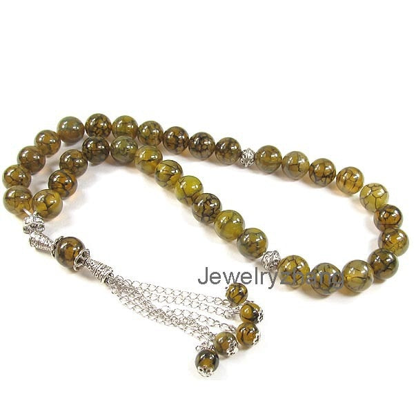 Natural Dragon Vein Stone Round Shape 33 Prayer beads Islamic Muslim Tasbih Allah