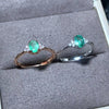 Natural Emerald Gemstone Simple Ring S925 Sterling Silver Fine  Weddings Jewelry for Women  MeiBaPJFS