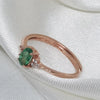 Natural Emerald Gemstone Simple Ring S925 Sterling Silver Fine  Weddings Jewelry for Women  MeiBaPJFS