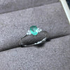 Natural Emerald Gemstone Simple Ring S925 Sterling Silver Fine  Weddings Jewelry for Women  MeiBaPJFS