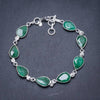 Natural Emerald Handmade Unique 925 Sterling Silver Bracelet 7 1/2-8 1/4 Y2841
