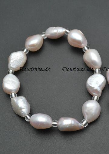 Natural Fresh Water Baroque Oval Pearl Beads Elastic Line Stretch Bracelet Fashion Jewelry