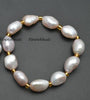 Natural Fresh Water Baroque Oval Pearl Beads Elastic Line Stretch Bracelet Fashion Jewelry