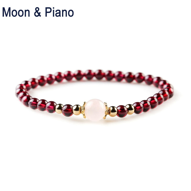 Natural Garnet 925 Sterling Silver Beads Bracelets Romantic Jewelry for Woman Christmas Gift 2020 New Arrival