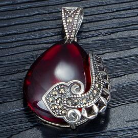 Natural Garnet Stone 925 Sterling Silver Necklace 19x27mm Water Drop Shape Woman Fashion Pendants Trendy Style