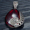 Natural Garnet Stone 925 Sterling Silver Necklace 19x27mm Water Drop Shape Woman Fashion Pendants Trendy Style