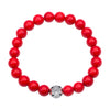 Natural Gemstone Rose Quartz Beads Elastic Charm Bracelet Solid 925 Sterling Silver Double Luck&Long Life Silver Bead for Unisex