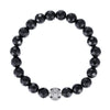 Natural Gemstone Rose Quartz Beads Elastic Charm Bracelet Solid 925 Sterling Silver Double Luck&Long Life Silver Bead for Unisex
