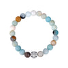Natural Gemstone Rose Quartz Beads Elastic Charm Bracelet Solid 925 Sterling Silver Double Luck&Long Life Silver Bead for Unisex
