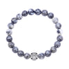 Natural Gemstone Rose Quartz Beads Elastic Charm Bracelet Solid 925 Sterling Silver Double Luck&Long Life Silver Bead for Unisex