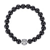 Natural Gemstone Rose Quartz Beads Elastic Charm Bracelet Solid 925 Sterling Silver Double Luck&Long Life Silver Bead for Unisex