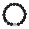 Natural Gemstone Rose Quartz Beads Elastic Charm Bracelet Solid 925 Sterling Silver Double Luck&Long Life Silver Bead for Unisex
