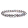 Natural Gemstone Rose Quartz Beads Elastic Charm Bracelet Solid 925 Sterling Silver Double Luck&Long Life Silver Bead for Unisex