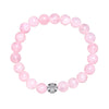 Natural Gemstone Rose Quartz Beads Elastic Charm Bracelet Solid 925 Sterling Silver Double Luck&Long Life Silver Bead for Unisex